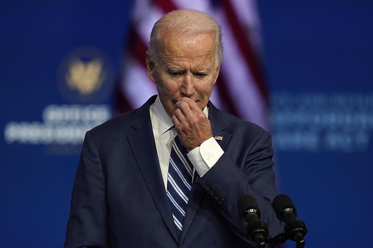 Joe Biden megválasztott amerikai elnök a Delaware állambeli Wilmington The Queen színházában 2020. november 10-én. (Fotó: MTI/AP/Carolyn Kaster) 