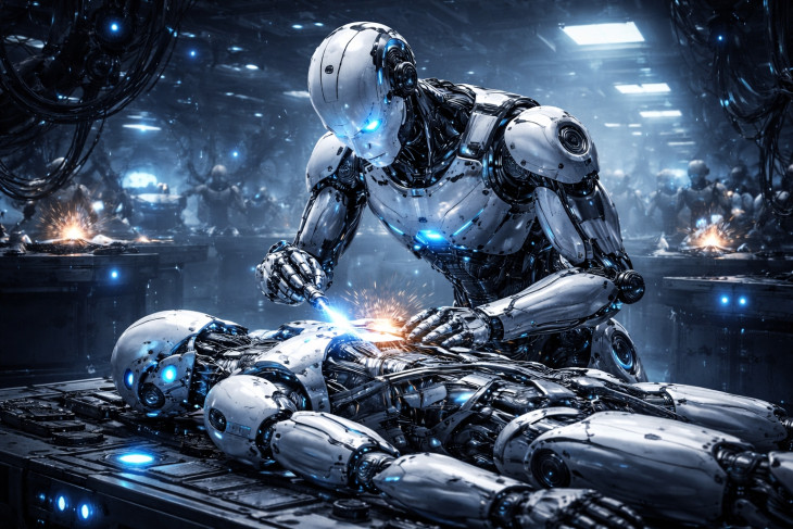 Robot robotot javít. Fantáziarajz