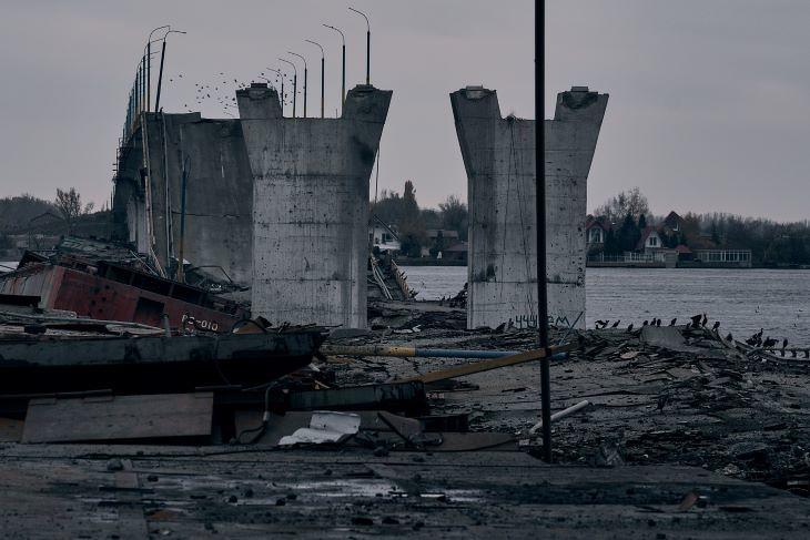 Szetlőtt híd Ukrajnában. Fotó: Volodimir Zelenszkij, Facebook 