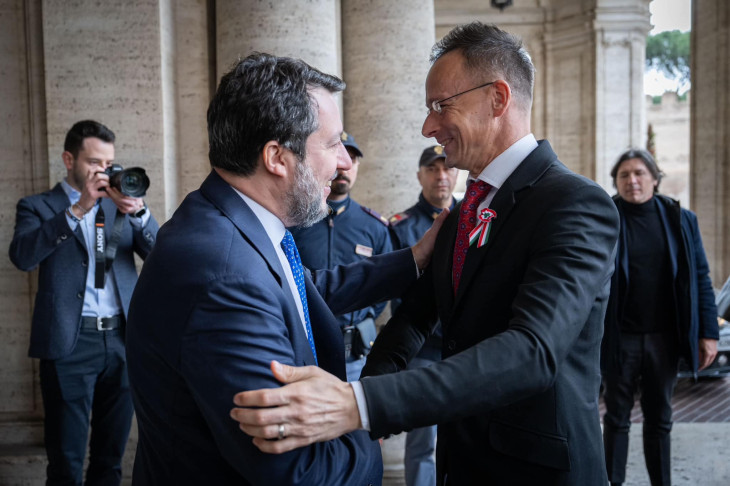 Szijjártó Péter külügyminiszter barátian üdvözli Matteo Salvini olasz miniszterelnök helyettest