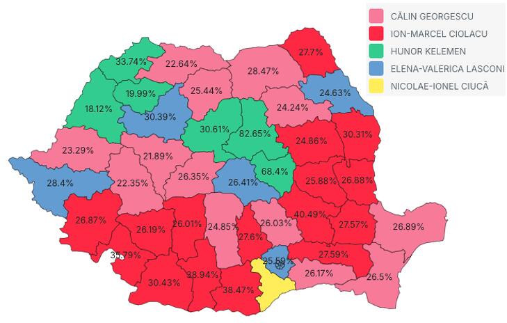 A román elnökválasztás megsemmisített tavalyi első fordulójának megyei nyertesei