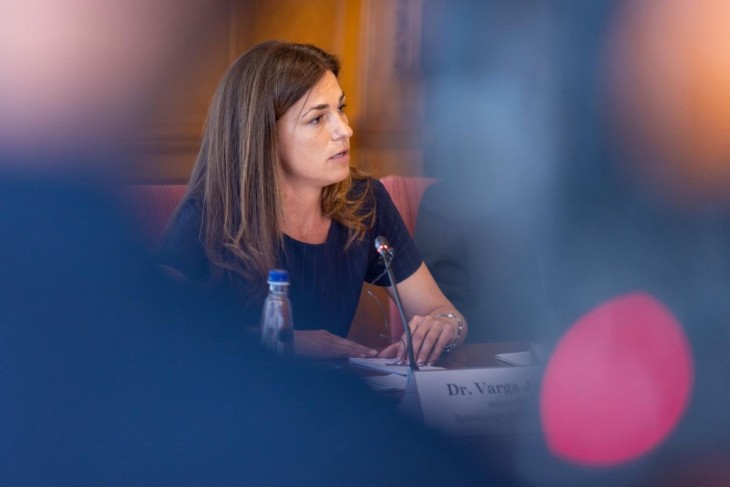 A miniszter a meghallgatáson. Fotó: Facebook/Varga Judit