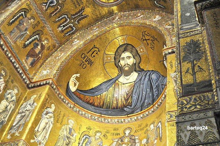 Itt minden arany, ami fénylik. A monrealei székesegyház apszisa a hatalmas Krisztus pantokrátorral. Fotó: Wikimedia