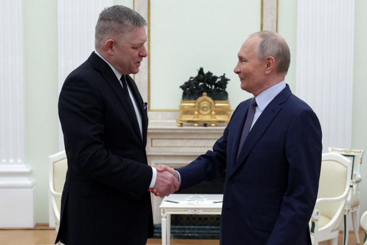 Robert Fico és Vlagyimir Putyin találkozója a Kremlben 2024. december 22-én 