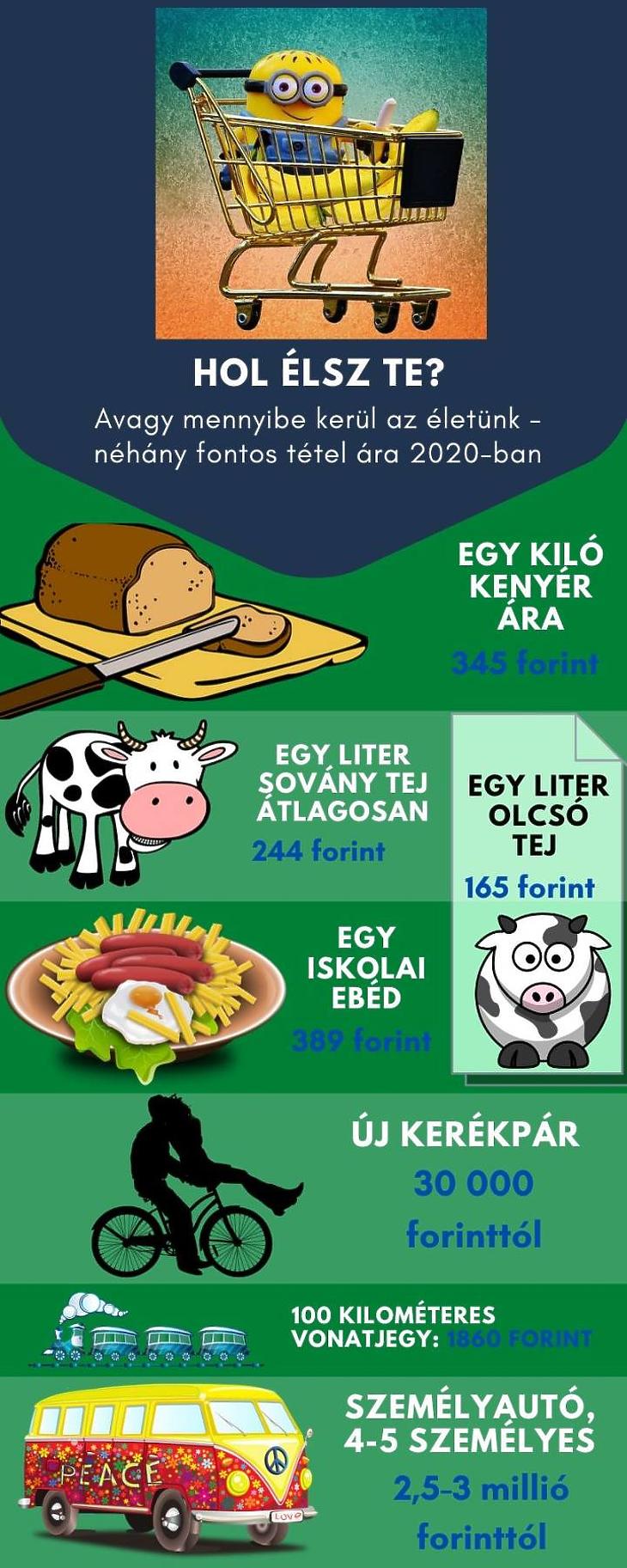 Fontosabb termékek árai (Grafika: Canva.com, Pixabay.com)
