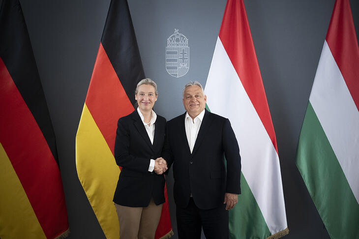Orbán Viktor miniszterelnök fogadja Alice Weidelt, az Alternatíva Németországért (AfD) párt társelnökét a Karmelita kolostorban 2025. július 29-én