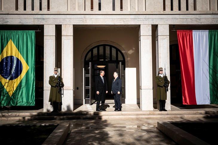 Jair Bolsonaro és Orbán Viktor a brazil elnök februári budapesti látogatásán. Fotó: MTI/Miniszterelnöki Sajtóiroda/Benko Vivien Cher