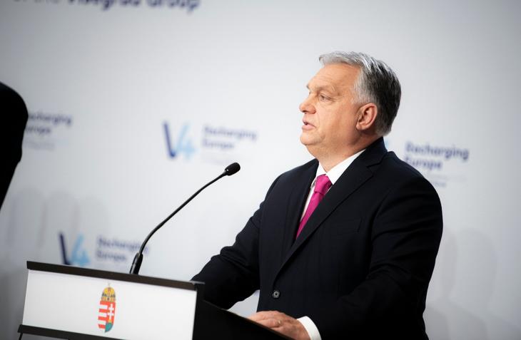 Orbán Viktor kormányfő a visegrádi országok miniszterelnökeinek csúcstalálkozóján Budapesten (Fotó: MTI/Miniszterelnöki Sajtóiroda/Benko Vivien Cher)
