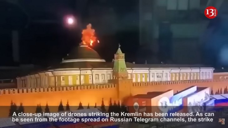 Az oroszok szerint ukrán drónok támadták meg a Kreml épületét. Fotó: YouTube / Kanal13