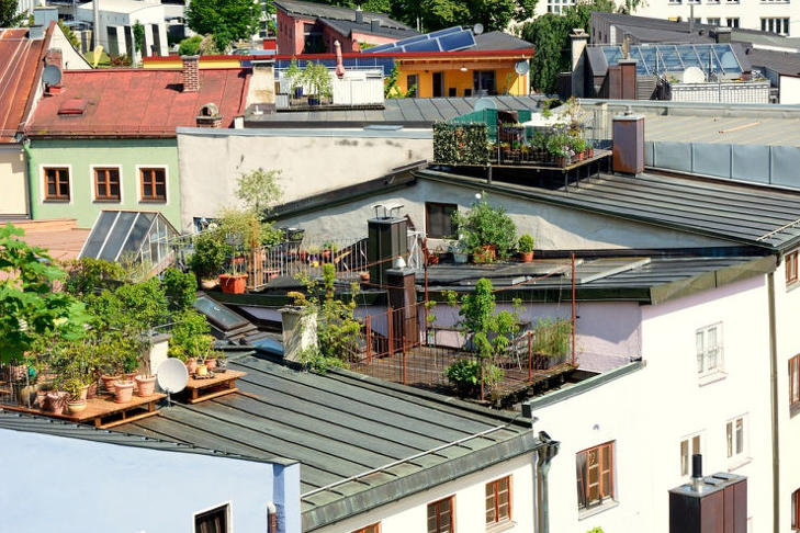 Egy terasz vagy egy sík tetőfelület is elég lehet egy kiskerthez. Forrás: Ingatlantájoló