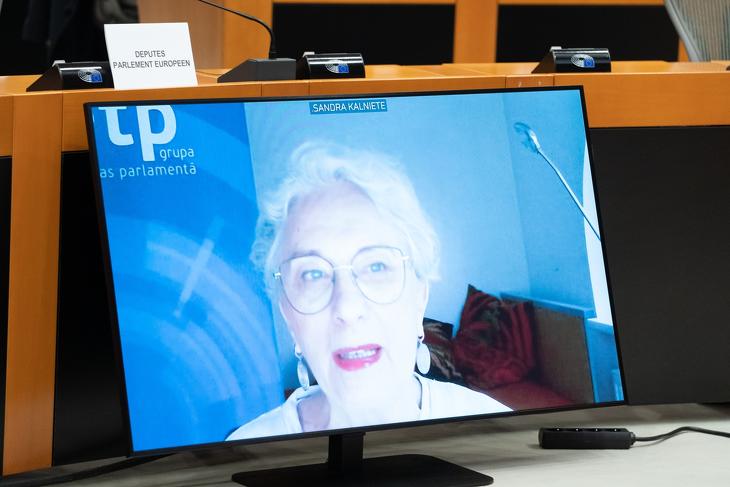 Sandra Kalniete a bizottság 2022. január 25-i ülésén. Forrás: European Union 2022 - Source : EP - Philippe BUISSIN