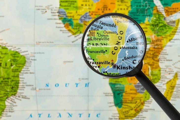A Kongói Demokratikus Köztársaság a térképen. Fotó: Depositphotos
