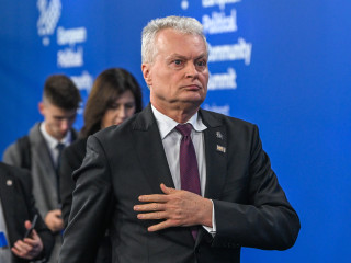  Gitanas Nauseda litván államfő az Európai Politikai Közösség (EPC) budapesti tanácskozásán a Puskás Arénában 2024. november 7-én. 