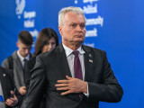  Gitanas Nauseda litván államfő az Európai Politikai Közösség (EPC) budapesti tanácskozásán a Puskás Arénában 2024. november 7-én. 