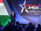 Andrej Babis volt cseh kormányfő beszél a CPAC Magyarország kétnapos konzervatív konferencián a Bálna Budapestben 2023. május 4-én. Fotó: MTI/Koszticsák Szilárd