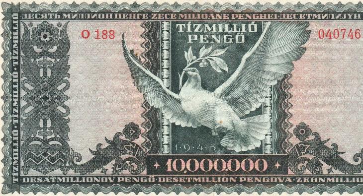 Tízmillió pengős inflációs bankjegy. Fotó: E. J.