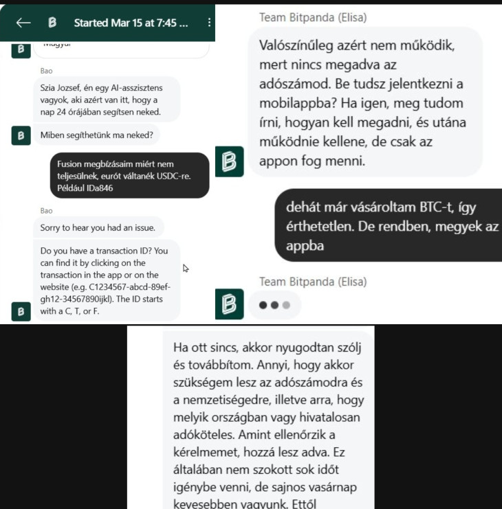 Chat a Bitpanda ügyfélszolgálatával