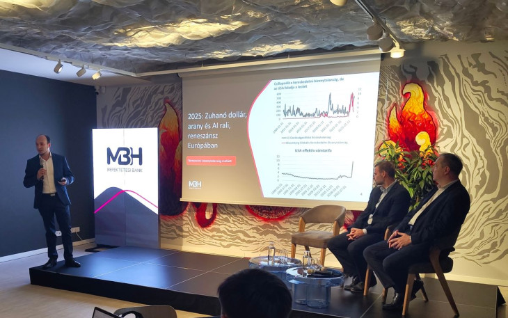 Vince Péter, az MBH Befektetési Bank Advisory Desk vezetője, Debreczeni Csaba, az MBH Befektetési Bank vezető részvénypiaci elemzője és Oszlay András, az MBH Elemzési Centrum szenior ágazati elemzője