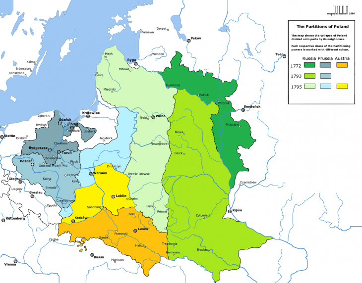 Lengyelországot a XVIII. században kétszer megcsonkították, majd harmadjára meg is szűnt létezni. Fotó: Wikipedia
