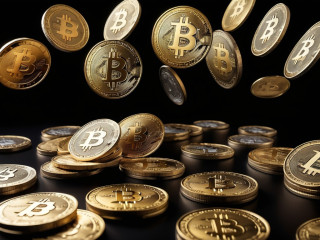 Eső bitcoin-érmék. Fantáziarajz.