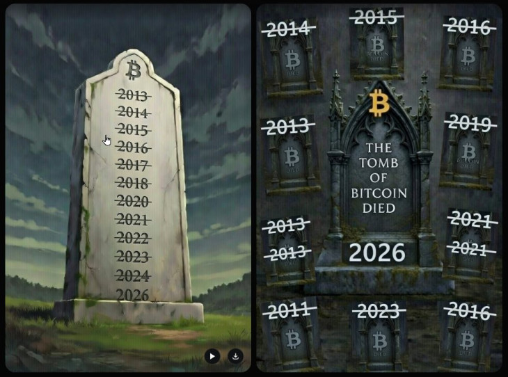 A bitcoin sírkövei. Forrás: Grok, régi ötlet alapján.