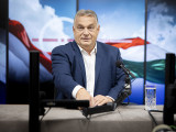 Orbán Viktor miniszterelnök a Kossuth rádió óbudai stúdiójában, ahol interjút ad a Jó reggelt, Magyarország! című műsorban 2024. október 18-án
