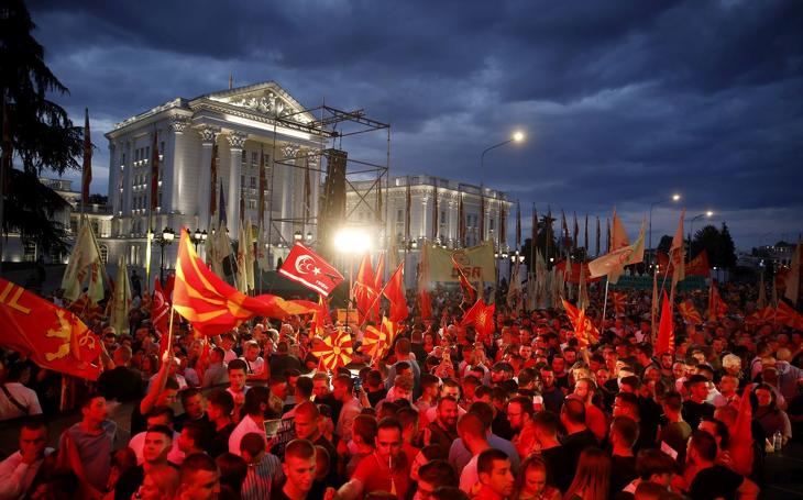 Ellenzéki tüntetés Észak-Macedóniában. Fotó: MTI