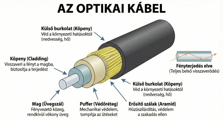 Az Optikai kábel felépítése és működése - adatátvitelre a leggyorsabb
