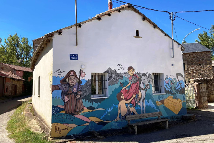 Szent Márton története egy házfalon, San Martín de la Tercia 