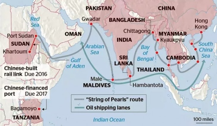 A kínai gyöngysor az Indiai-óceánon