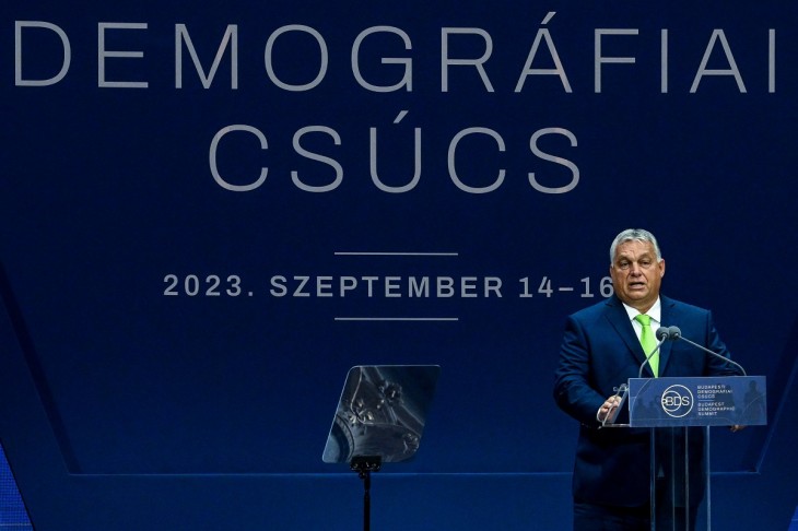 Orbán Viktor a Budapesti Demográfiai Csúcson is beszédet mondott. Fotó: MTI / Koszticsák Szilárd