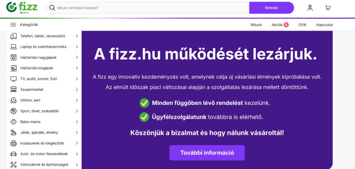 A fizz.hu kezdőoldala