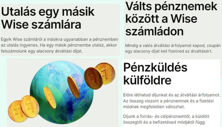 Tranzakciós költségek a Wise honlapján, 1/2. Forrás: Wise.com