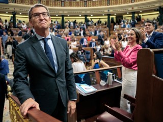 Alberto Núnez Feijoo, a Néppárt jelöltje a spanyol parlament alsóházában Madridban 2023. szeptember 27-én. Fotó: EPA/SERGIO PEREZ 