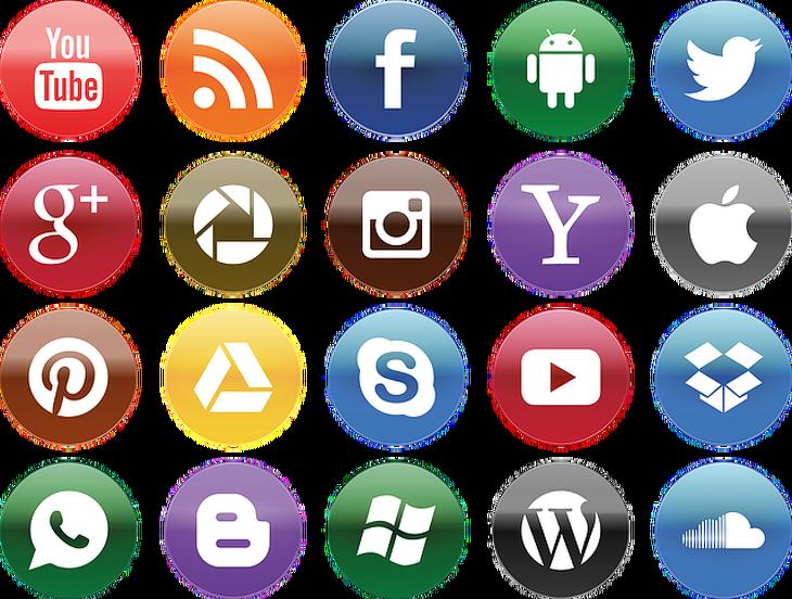 Közösségimédia-alkalmazások és más ikonok