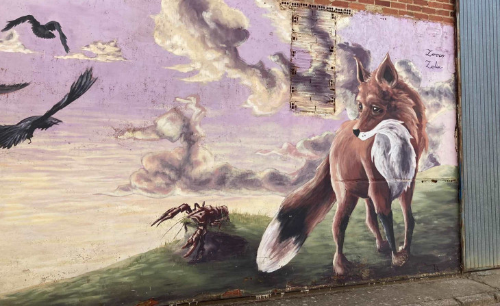 Falfestmény Arenillasban a kocsmában szembeni falon