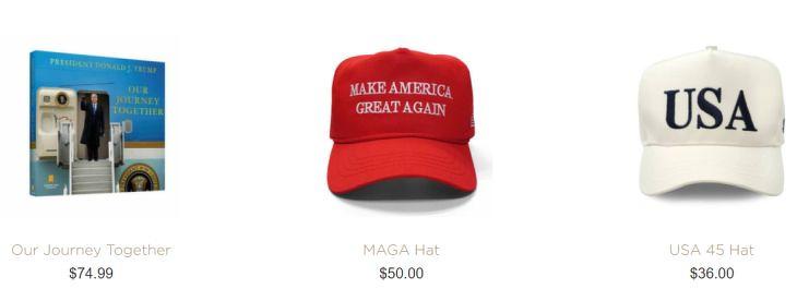 A Trump Store MAGA-kollekciójának egy része