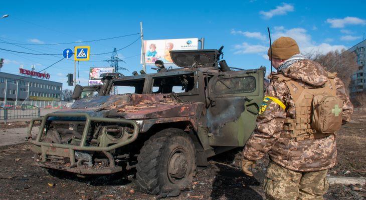 Kilőtt orosz harcjármű Ukrajnában. Fotó: Unian