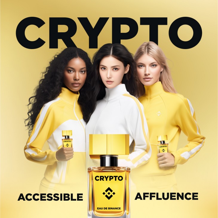 A Binance kriptós parfümjének reklámja.