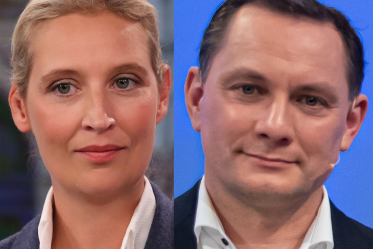 Az AfD két arca, egyben társelnöke: Alice Weidel és Tino Chrupalla. Fotó: Wikipédia/Sandro Halank, Steffen Prößdorf