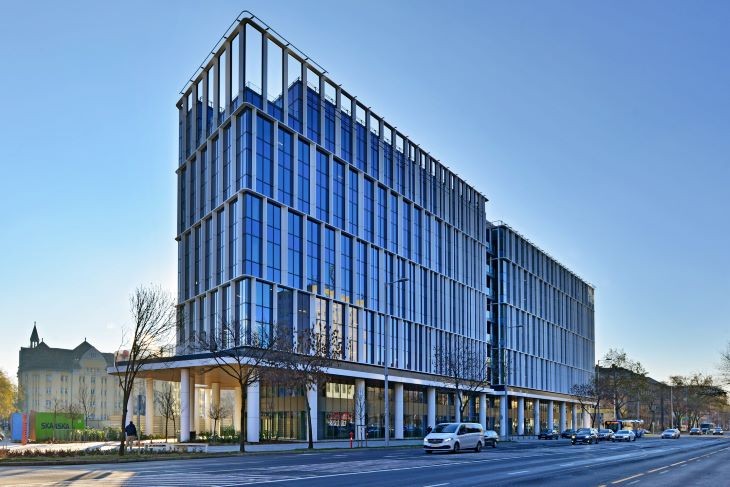 A H2Offices megépült első tömbje a Váci úton. Fotó: Skanska