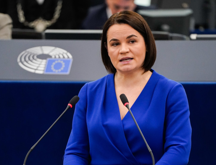 Szvjatlana Cihanouszkaja az Európai Parlamentben beszél