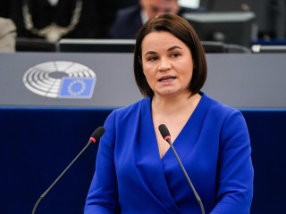Szvjatlana Cihanouszkaja az Európai Parlamentben beszél