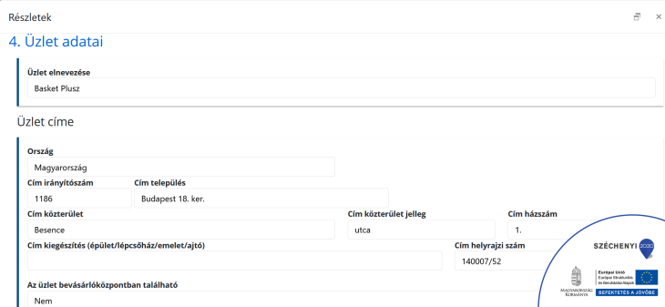 A Basket Plusz az Országos Kereskedelmi Nyilvántartásban