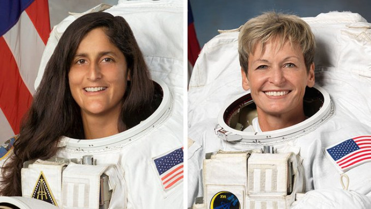 Balra Suni Williams, jobbra Peggy Whitson űrhajósnők 