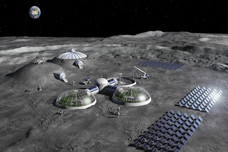 Akár így is kinézhetne egy tartós emberi tartózkodást lehetővé tevő holdbázis. Fotó: ESA