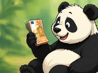 Panda euróval, fantáziarajz, forrás: ChatGPT. 