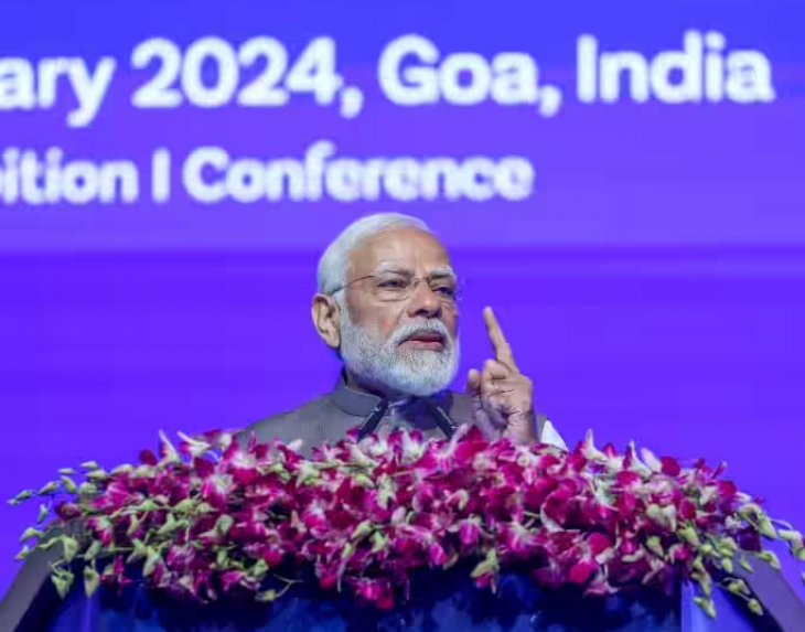 India miniszterelnöke, Modi az ország felvirágoztatásáról beszél. Goa 2024. Fotó: Narendra Modi honlapja