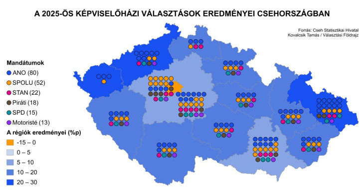 A cseh választások eredményei régiós bontásban