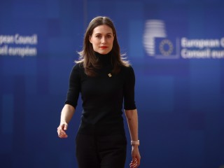 Sanna Marin az EU-csúcson Brüsszelben 2023. március 23-án. Fotó: EPA/STEPHANIE LECOCQ  